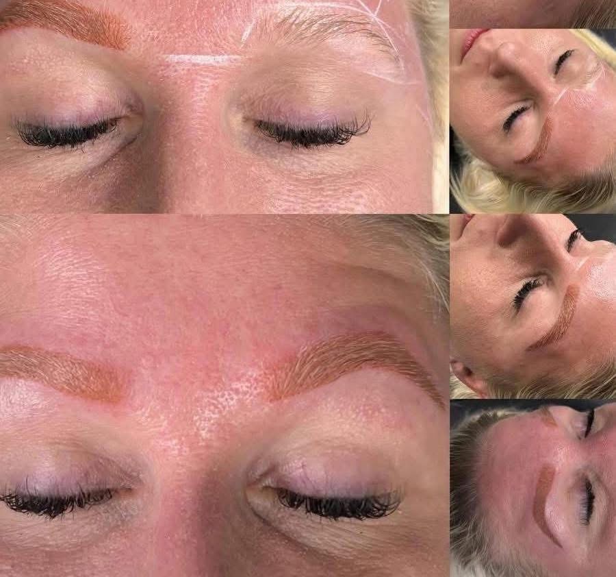 Permanent makeup: soft blonde brows mapped and finished