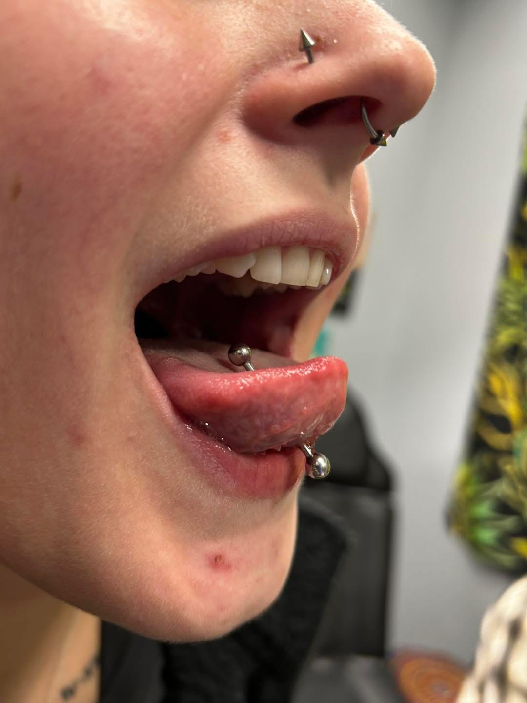 Tongue and nose piercings done at The Ink Shop
