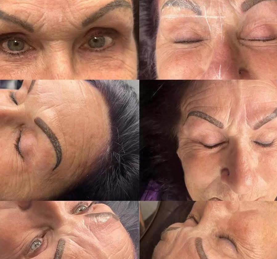 Permanent makeup: powder brows before and after